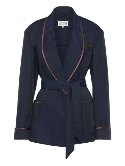 Maison Margiela Wool Robe De Chambre Jacket Woman Blue And Black