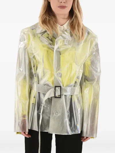 Maison Margiela Yellow Notched Lapel Trench Coat In Multi
