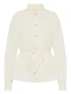 Maison Margiela Belted Long-sleeve Shirt In Neutral