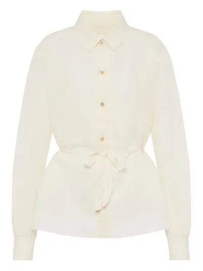 Maison Margiela Belted Long-sleeve Shirt In Neutral