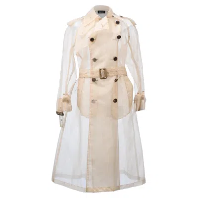 Maison Margiela Belted Organza Trench Coat In Beige Polyamide In White