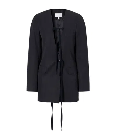 Maison Margiela Tie-detailed Wool Blazer In Gray