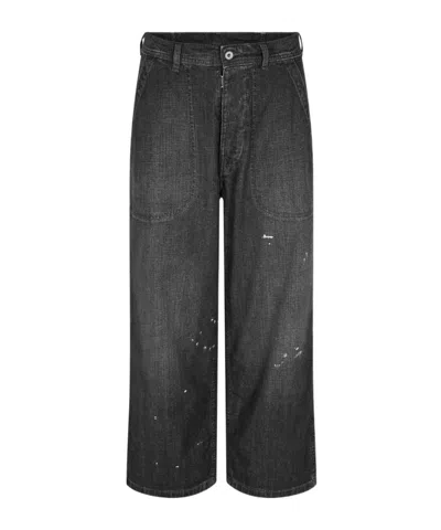 Maison Margiela Belt-lined Denim Trousers In Animal Print