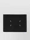 Maison Margiela Bi Fold Wallet Logo Textured Leather In Black