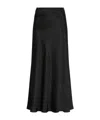 Maison Margiela Midi A-line Satin Skirt High Waist In Black