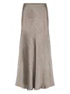 Maison Margiela Womens Taupe Crinkled-texture Regular-fit Woven Midi Skirt In Gray