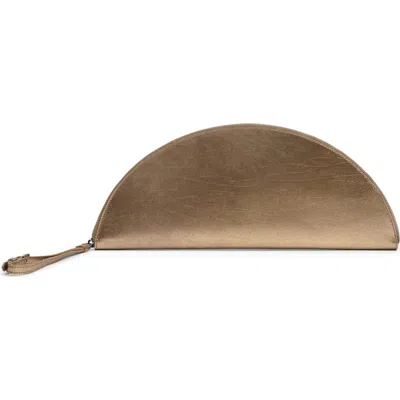 Maison Margiela Big Halfmoon Metallic Leather Pouch Bags In Purple