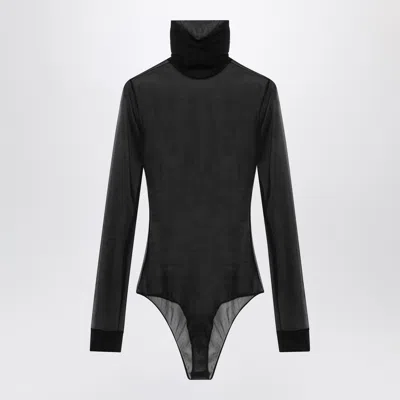 Maison Margiela Semi-transparent Turtleneck Bodysuit In Black