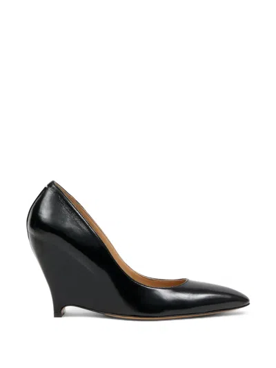 Maison Margiela Heel Less Pointed Toe Wedge Pumps In Black