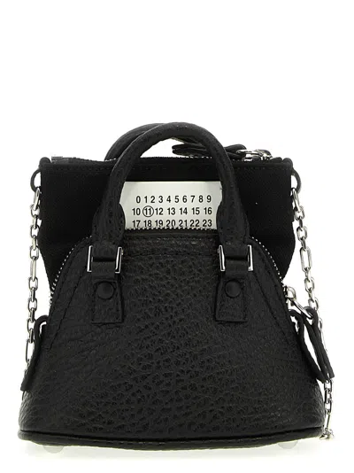 Maison Margiela Black Leather And Fabric 5ac Handbag
