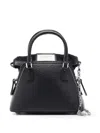 Maison Margiela 5ac Micro Black Shoulder Bag With Logo Label In Grainy Leather Woman In Black