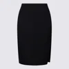 Maison Margiela High-waisted Satin Midi Skirt Slit Detail In Black