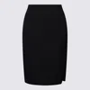 Maison Margiela Midi Skirt Woman Carbon Melange And Black In Black