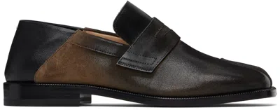 Maison Margiela Tabi City Loafers In Suede With Laminated Treatment In Brown