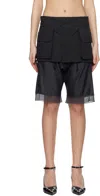 Maison Margiela Skirt-overlay Shorts In 900 Black And Anthra
