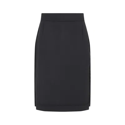 Maison Margiela Black And Grey Polyester Midi Skirt In Blue
