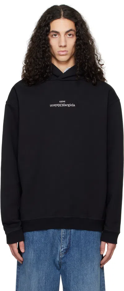 Maison Margiela Black & White Embroidered Hoodie In 962 Black/white Embr