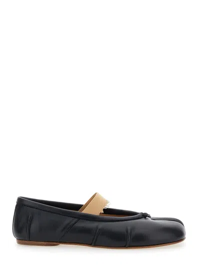 Maison Margiela Black Ballet Flats With Band Design And Tabi Toe In Leather Woman
