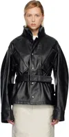 Maison Margiela Black Belted Faux-leather Jacket In Black