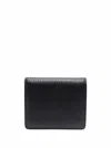 Maison Margiela Black Bi-fold Wallet With Four-stitch Logo In Grained Leather Woman In Black