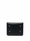 Maison Margiela Black Bifold Wallet With Stitching Detail And Key Ring In Black