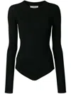 Maison Margiela Long-sleeved Ribbed Bodysuit In Black