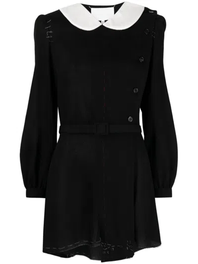 Maison Margiela Black Black Raw-cut Minidress In Multicolor