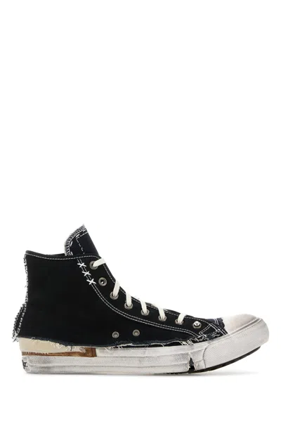Maison Margiela Men Black Canvas Love To Death Sneakers In Animal Print