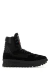 Maison Margiela Mm22 Leather Climber High-top Sneakers With Suede Trims In Black