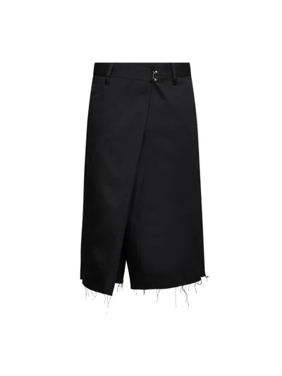 Maison Margiela Black Cotton Blend Wrap Bermuda Shorts