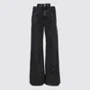 Maison Margiela Black Jeans With Wide Leg And Four-stitch Moniker Logo In Denim Woman In Black