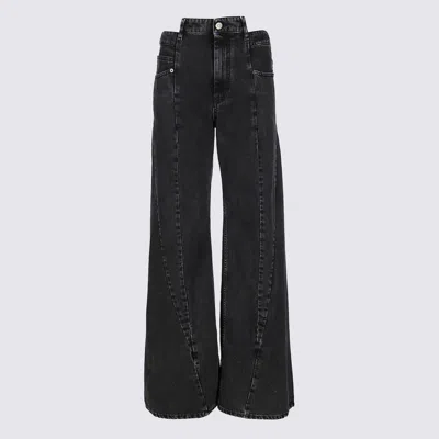 Maison Margiela Black Jeans With Wide Leg And Four-stitch Moniker Logo In Denim Woman