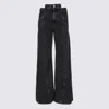 Maison Margiela Black Jeans With Wide Leg And Four-stitch Moniker Logo In Denim Woman In Black
