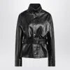 Maison Margiela Black Laminated Cotton Belted Jacket In Black