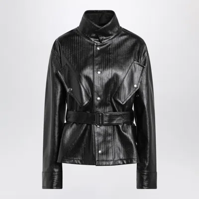 Maison Margiela Black Cotton Laminated Belted Jacket