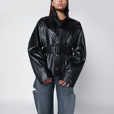 Maison Margiela Womens Black Belted Regular-fit Coated-cotton Jacket