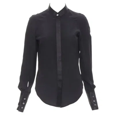 Pre-owned Maison Margiela Black Cotton Silk Trim Reversed Button Cuff Shirt It38 Xs