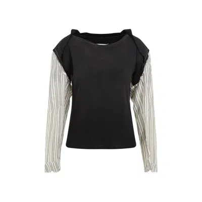 Maison Margiela Woman Top Charcoal Size M Cotton In Black