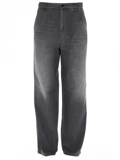 Maison Margiela Black Cotton Trousers In Gray