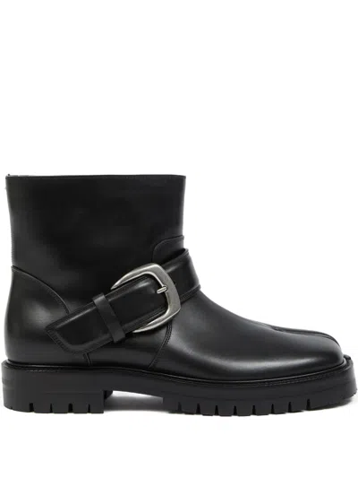 Maison Margiela Black Cow Leather Ankle Boot In Multi