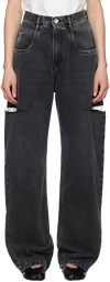 Maison Margiela Loose-fit Jeans With Stylish Slash Detailing In 965 Black Washed