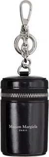 Maison Margiela Black Cylindrical Pouch Charm Keychain In Black