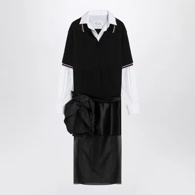MAISON MARGIELA BLACK DECORTIQUE DRESS WITH FLORAL DETAIL