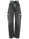 Maison Margiela Women Black Five-pocket Style Jeans With Rips In Cotton Denim Woman In Gray