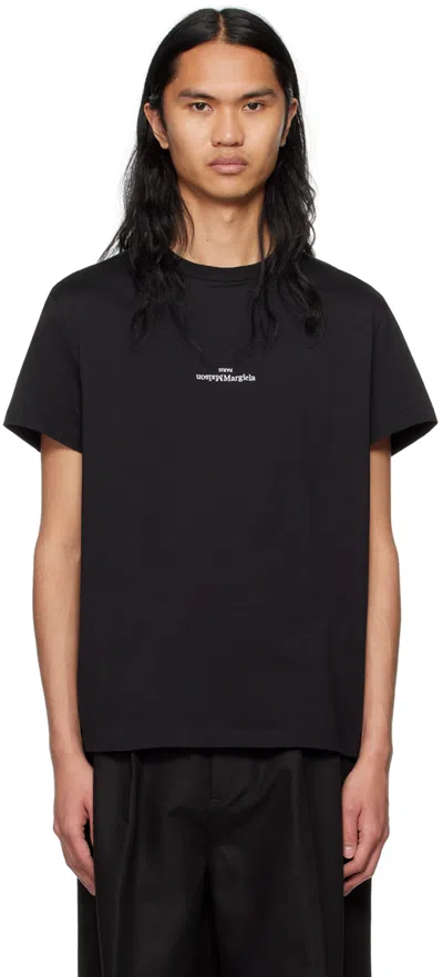 Maison Margiela Black Distorted T-shirt In 900 Black /white Emb