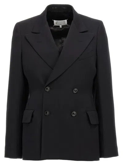 Maison Margiela Black Double-breasted Jacket In Wool