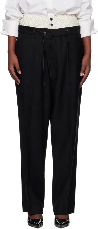 Maison Margiela Black Double-waist Trousers In 900 Black
