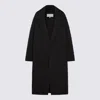 Maison Margiela Long Quilted Down Jacket Front Pockets In Black