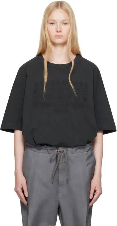 Maison Margiela Black Embroidered Logo T-shirt In 969 Black