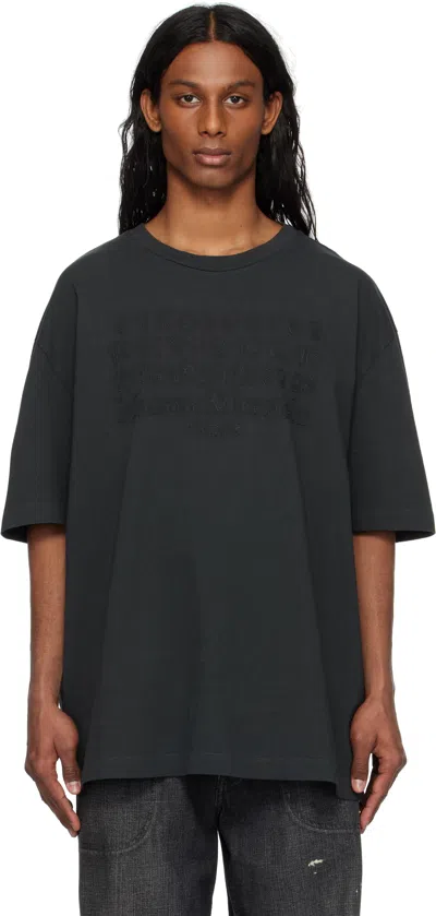 MAISON MARGIELA BLACK EMBROIDERED LOGO T-SHIRT